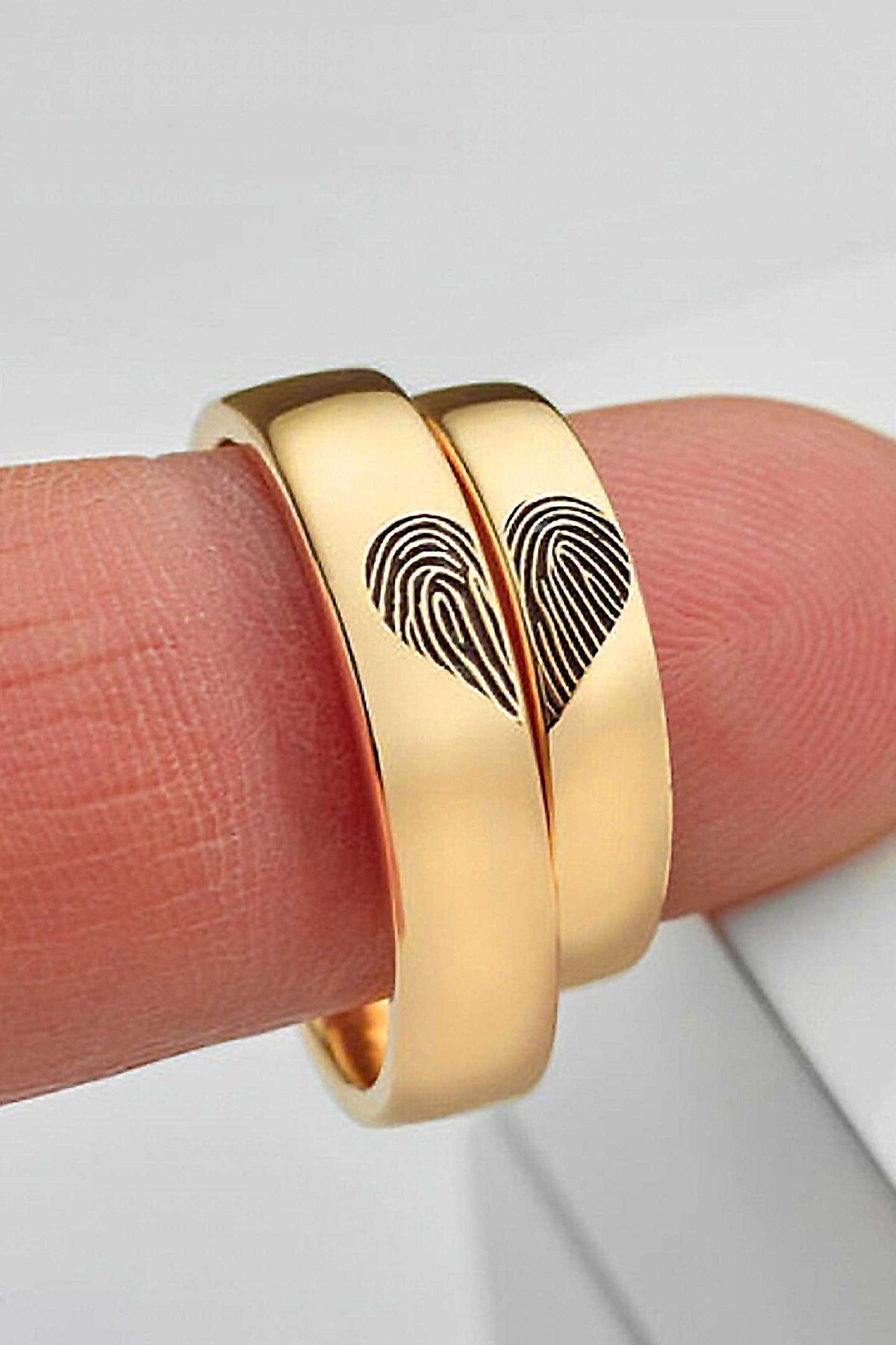 22kt Gold Couple Finger Print Rings