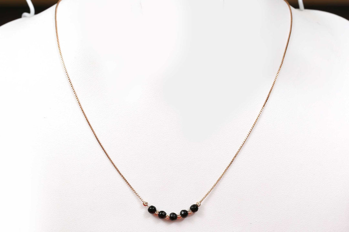 Black Beads 18kt Gold Chain