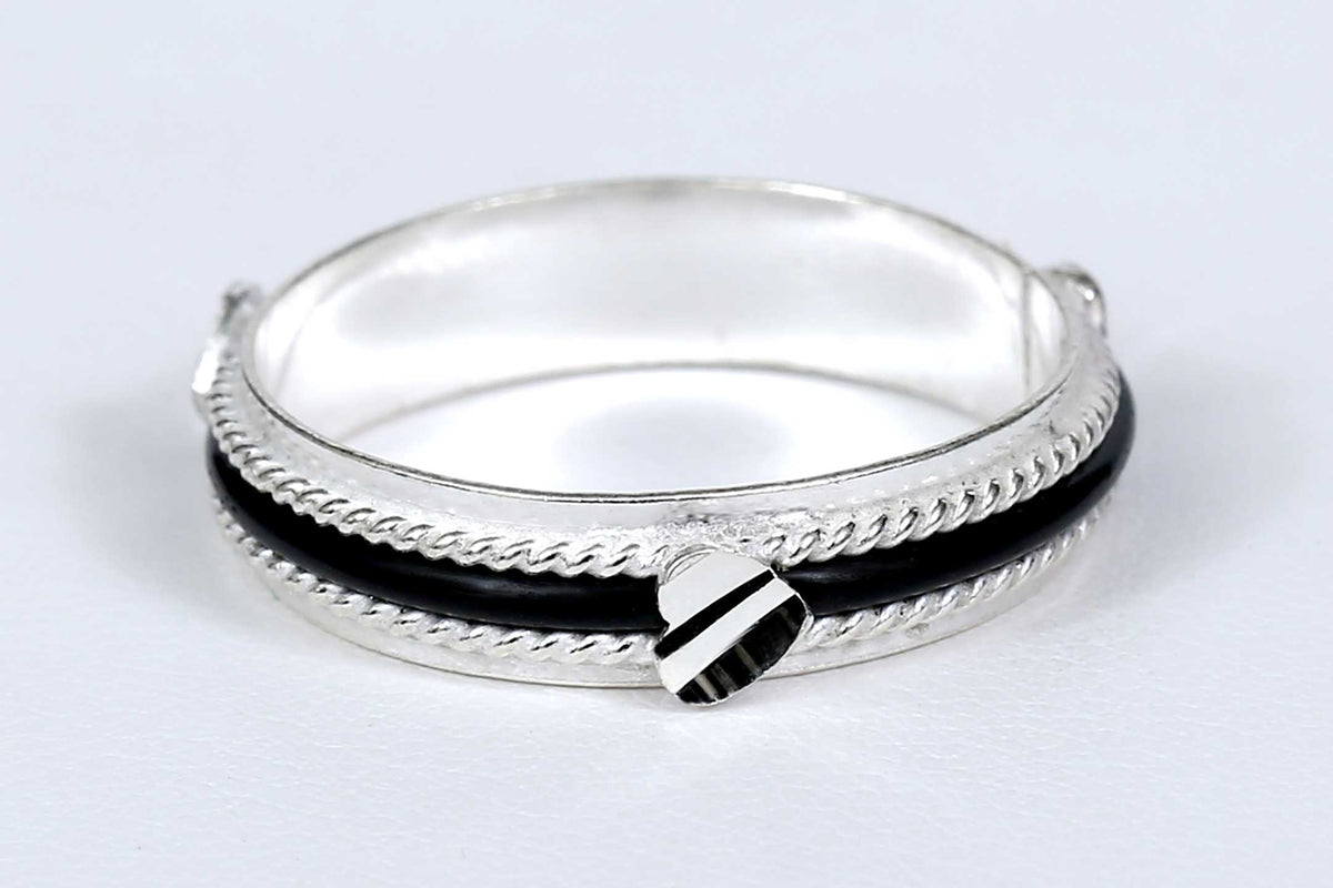 Black Hearts Gents Silver Ring