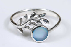 Blue Leaves Silver Ring