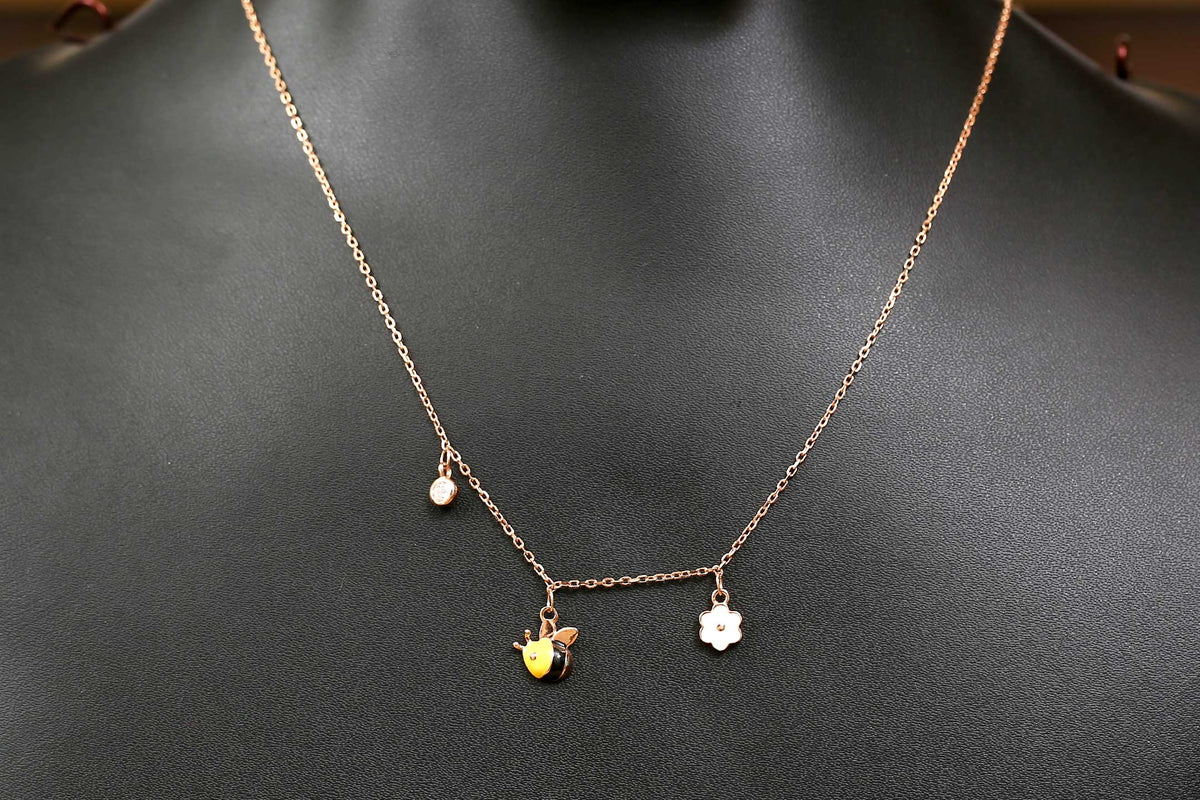 Buzzing Bee Rosegold Silver Chain