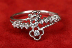 Flower & Butterfly Silver Ring
