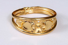 Flower with Heart 22kt Gold Ring