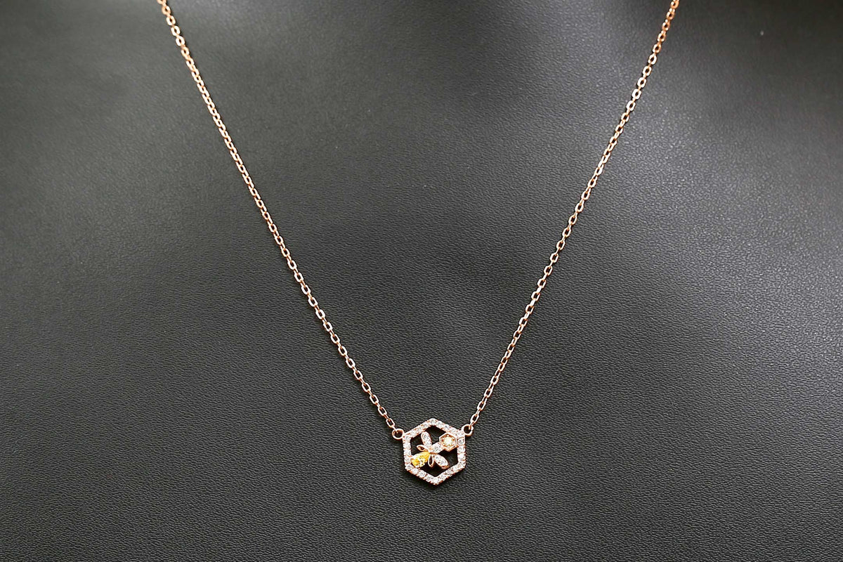 Hexagon Fly Rosegold Silver Chain