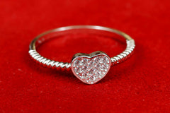 Sparkling Hearts Silver Ring